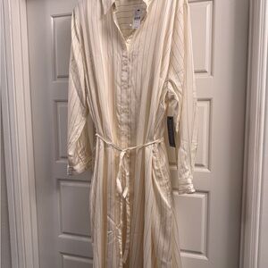 Lane Bryant Cream and Black Striped Blouse